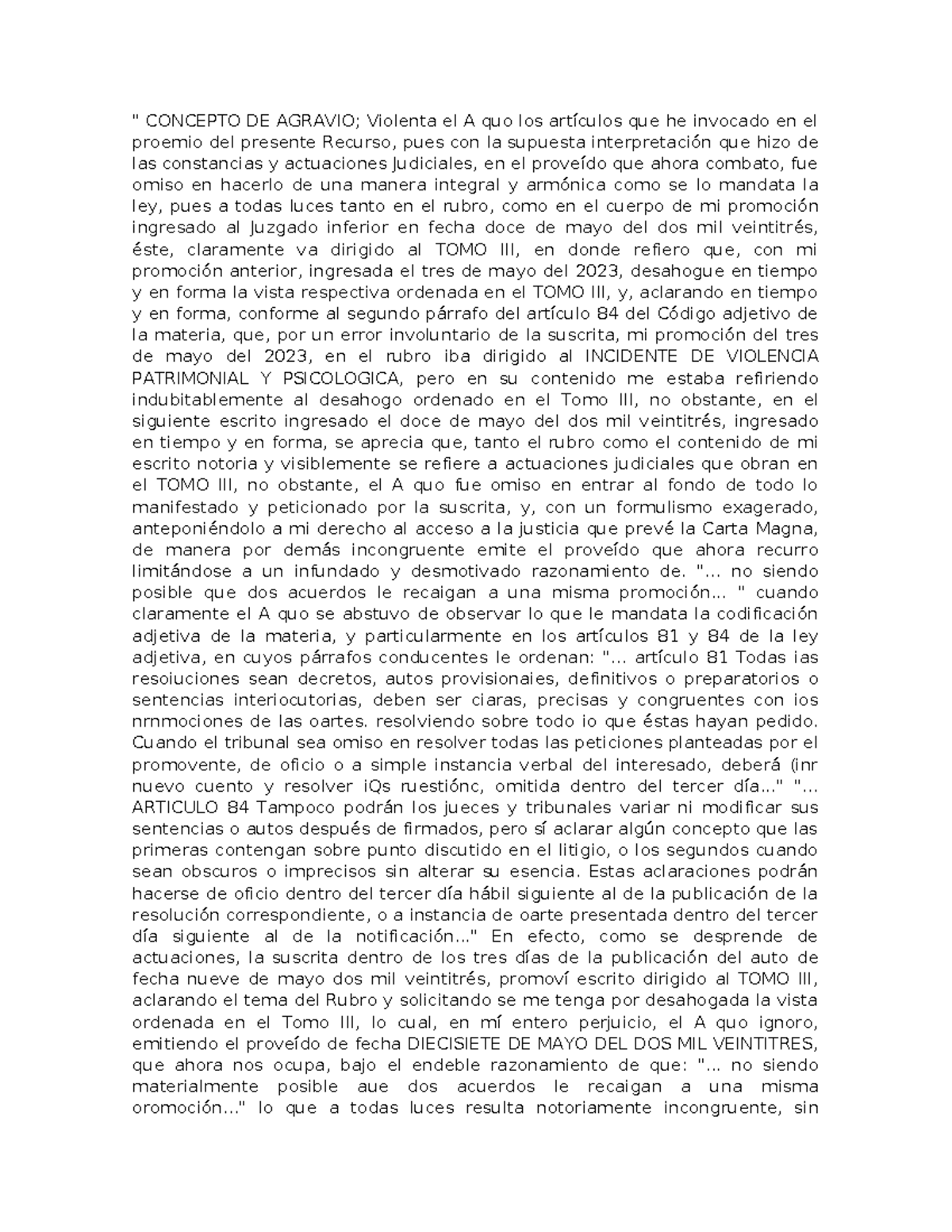 Concepto de Agravio en el Recurso de Amparo - 2023 - Studocu