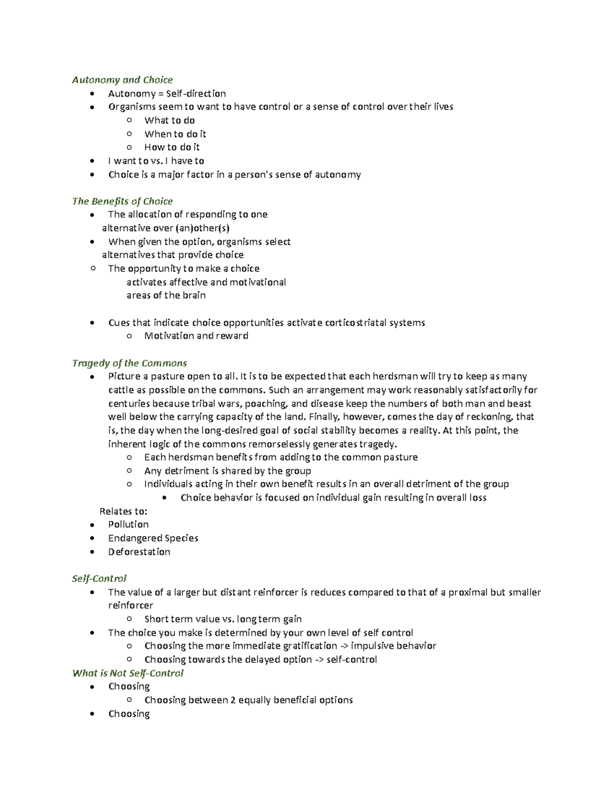 M4- Choice and Preference - Autonomy and Choice • Autonomy = Self ...