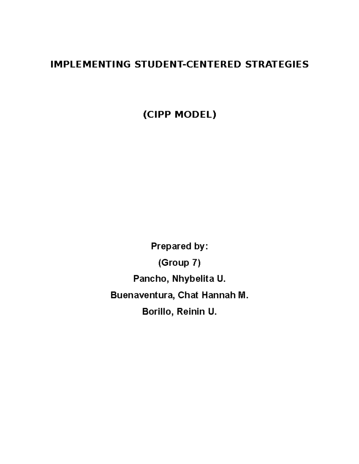 CIPP- Model - IMPLEMENTING STUDENT-CENTERED STRATEGIES (CIPP MODEL ...