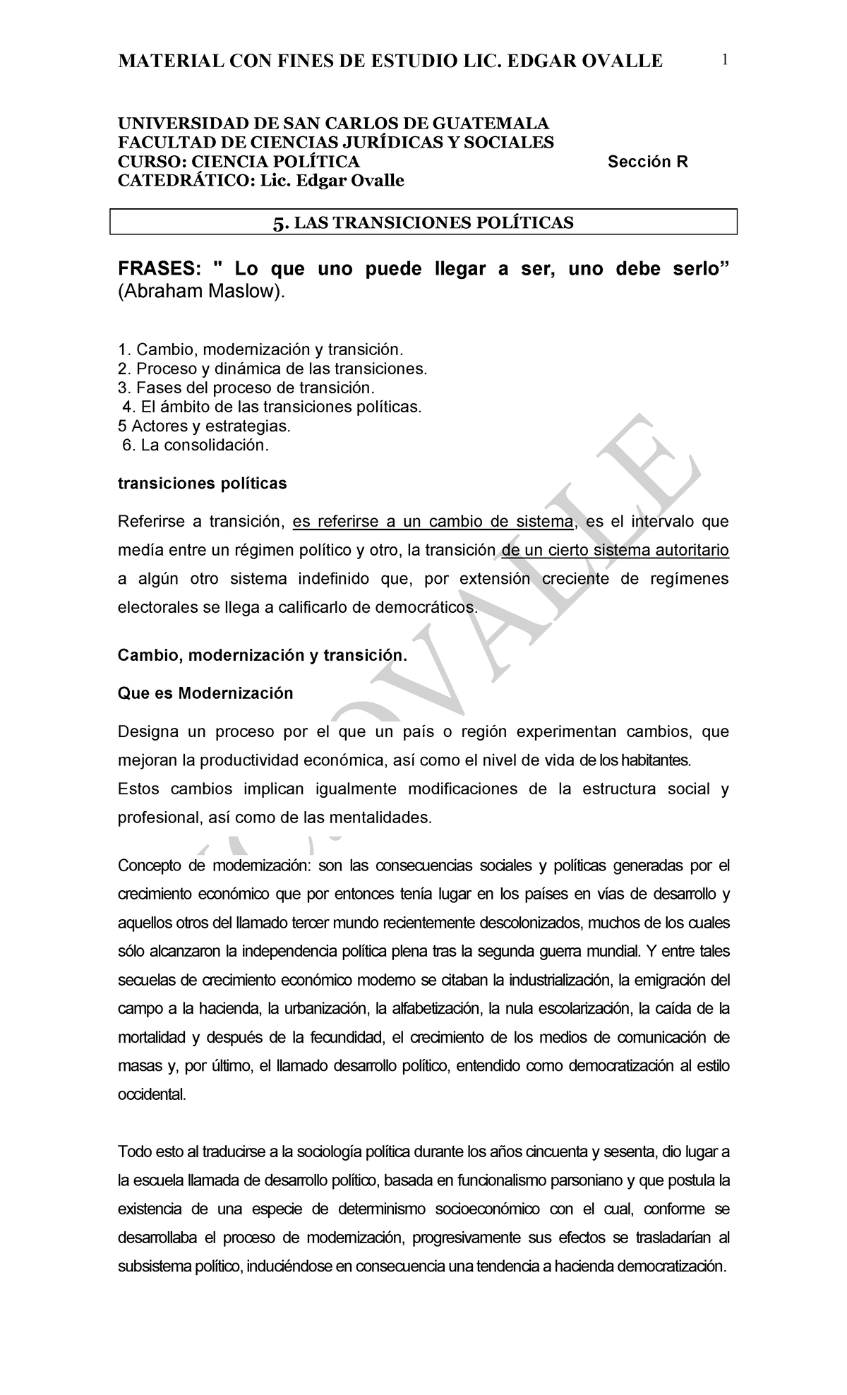 5. Transiciones Políticas y Modernización en Guatemala: Un Análisis - Document Preview