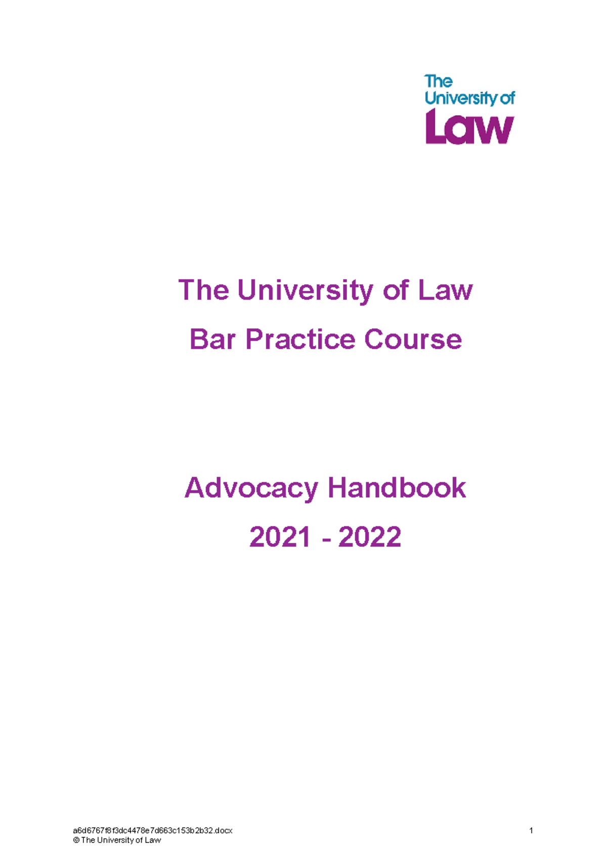 Advocacy Handbook for Bar Practice Course (2122 BPC) - Studocu