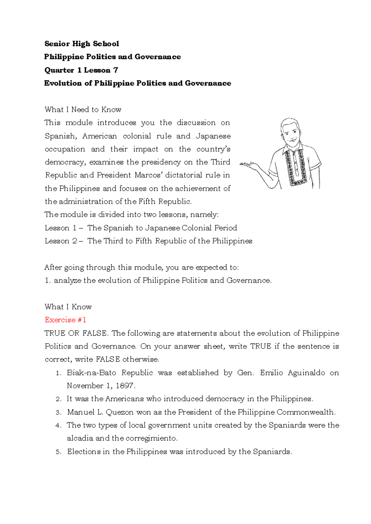Evolution of Philippine Politics and Governance: Q1 Lesson 7 Notes ...