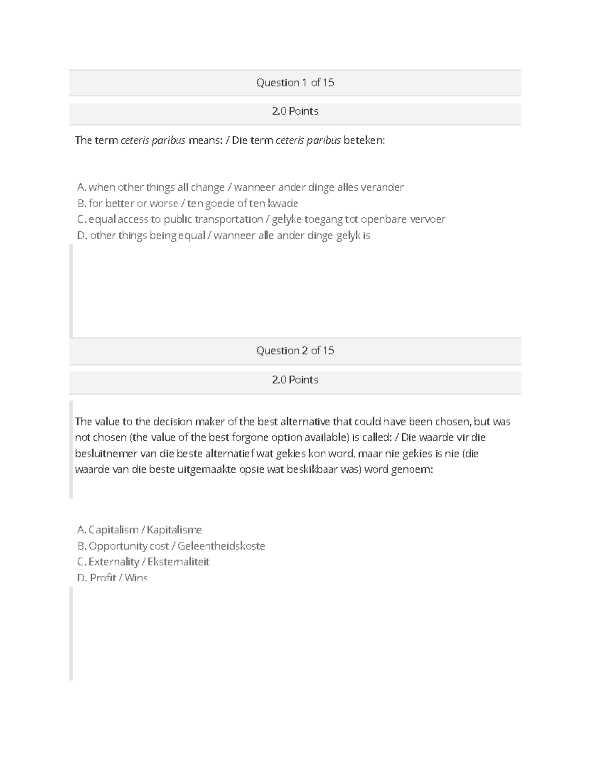 BCom Management Sciences with Marketing: Quiz Questions and Answers ...
