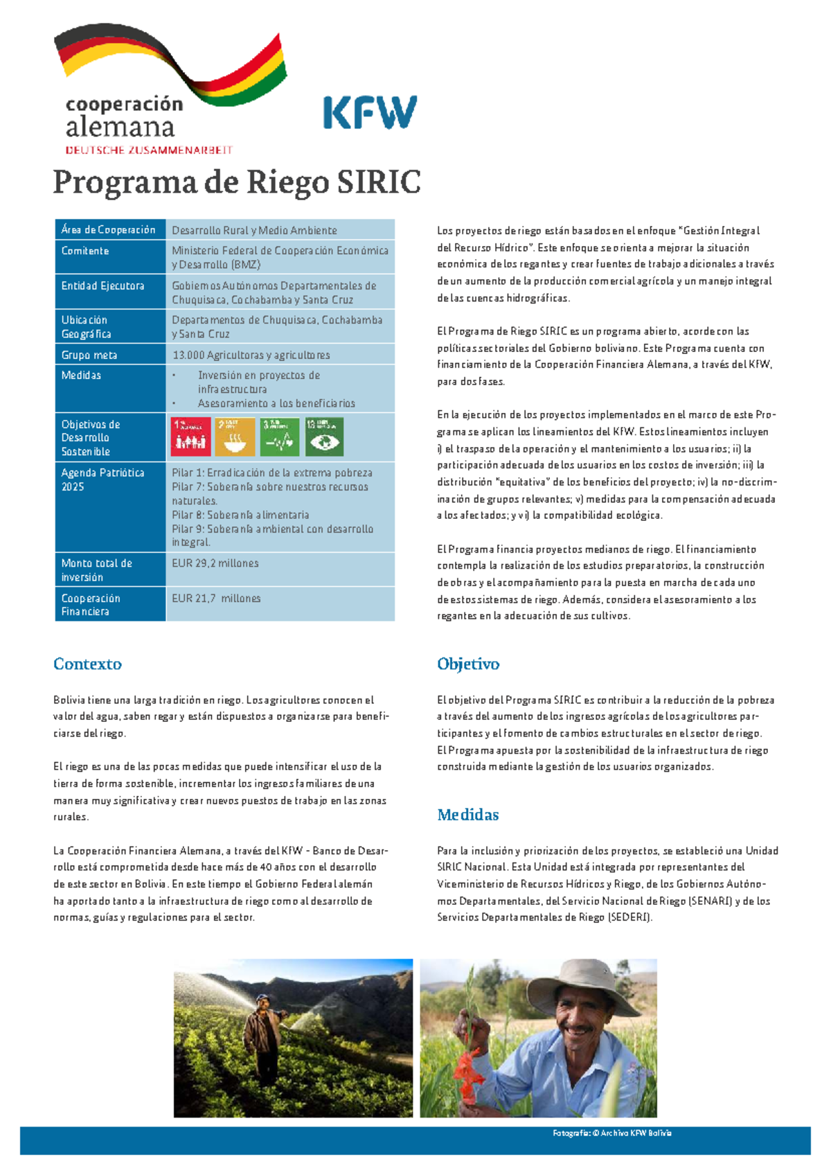 Programa de Riego SIRIC: Desarrollo Rural y Sostenibilidad en Bolivia ...