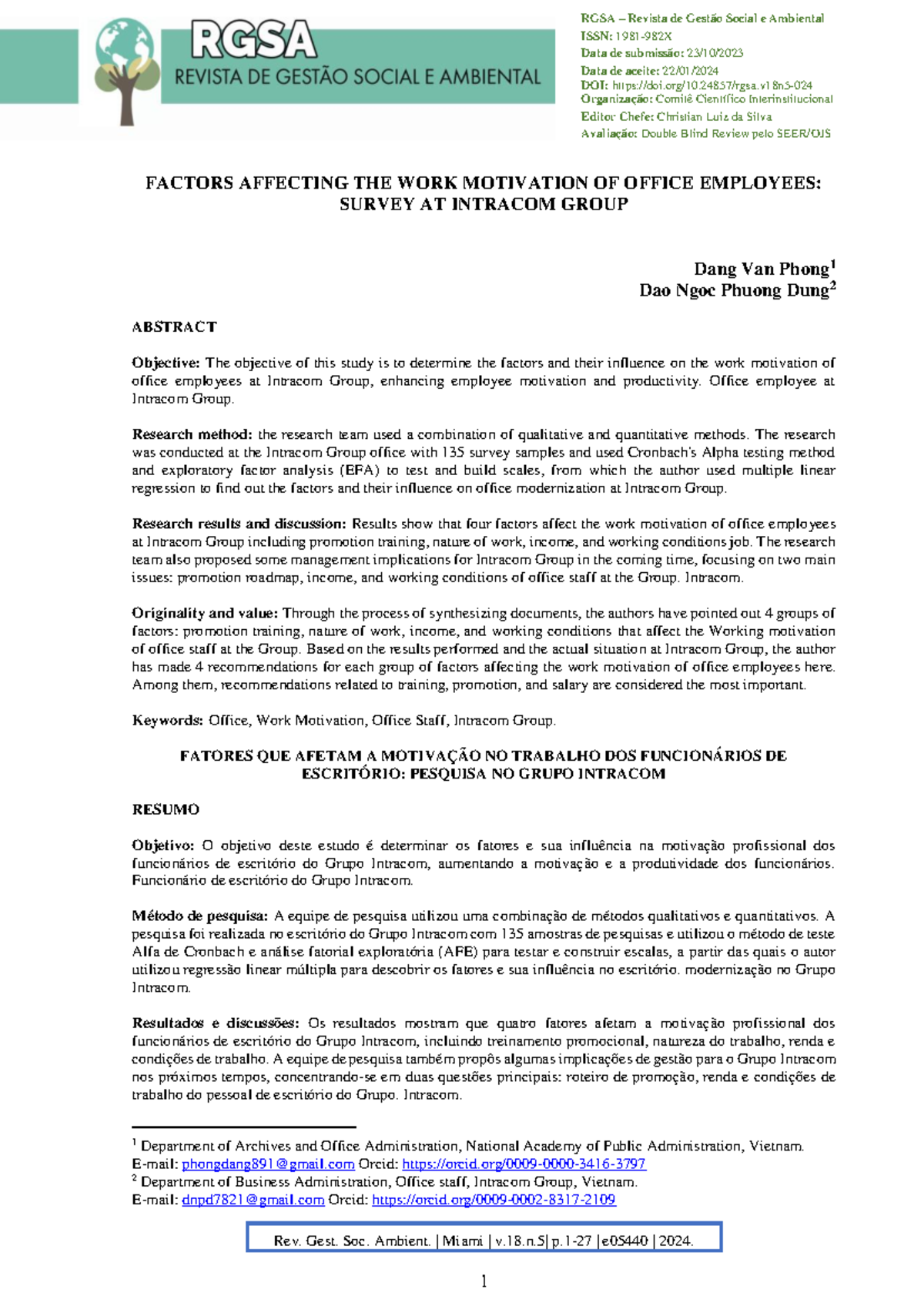 RGSA - Factors Influencing Work Motivation of Office Employees at ...