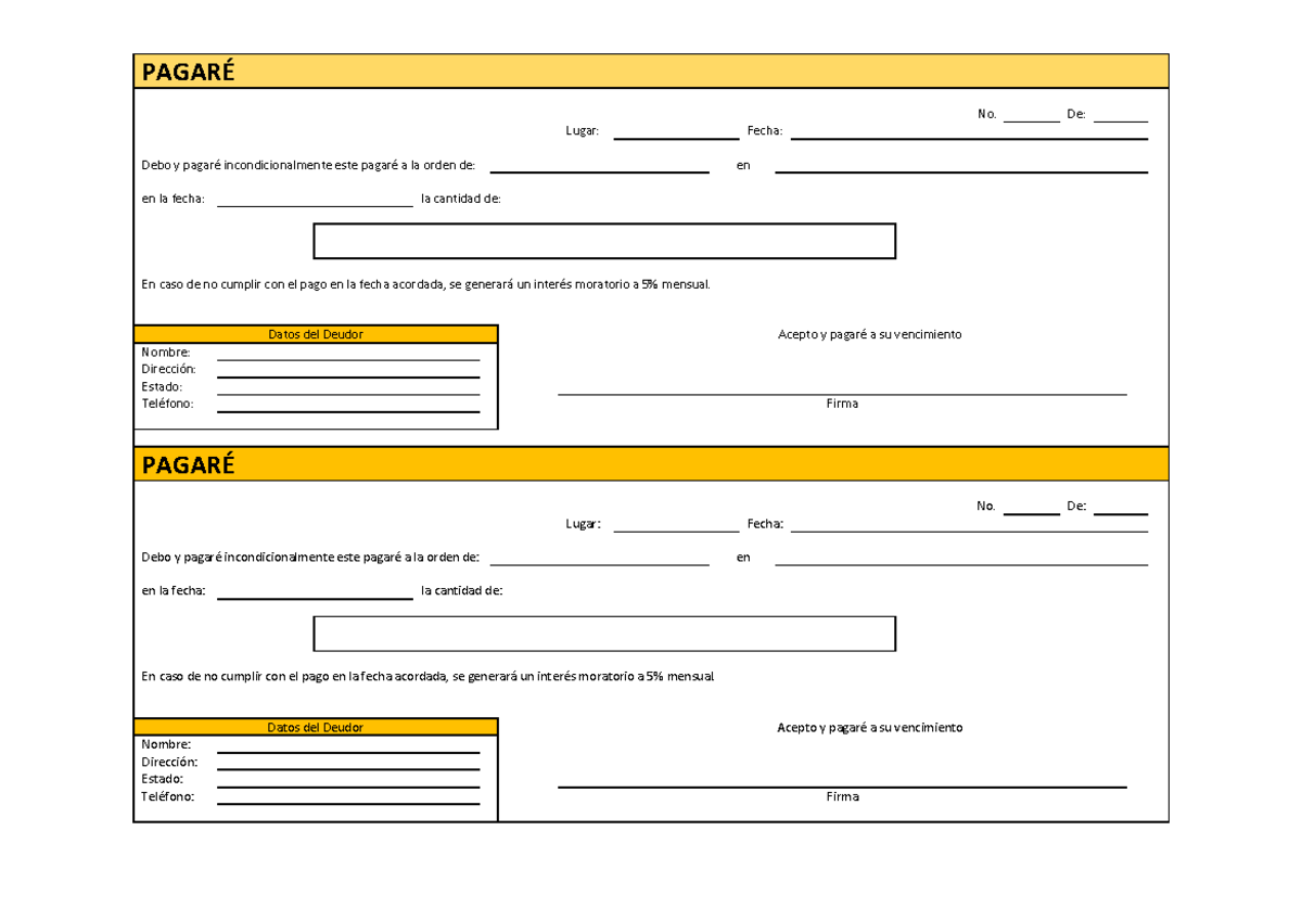 Modelo de Pagaré - Formato PDF para Gestiones Legales - Document Preview