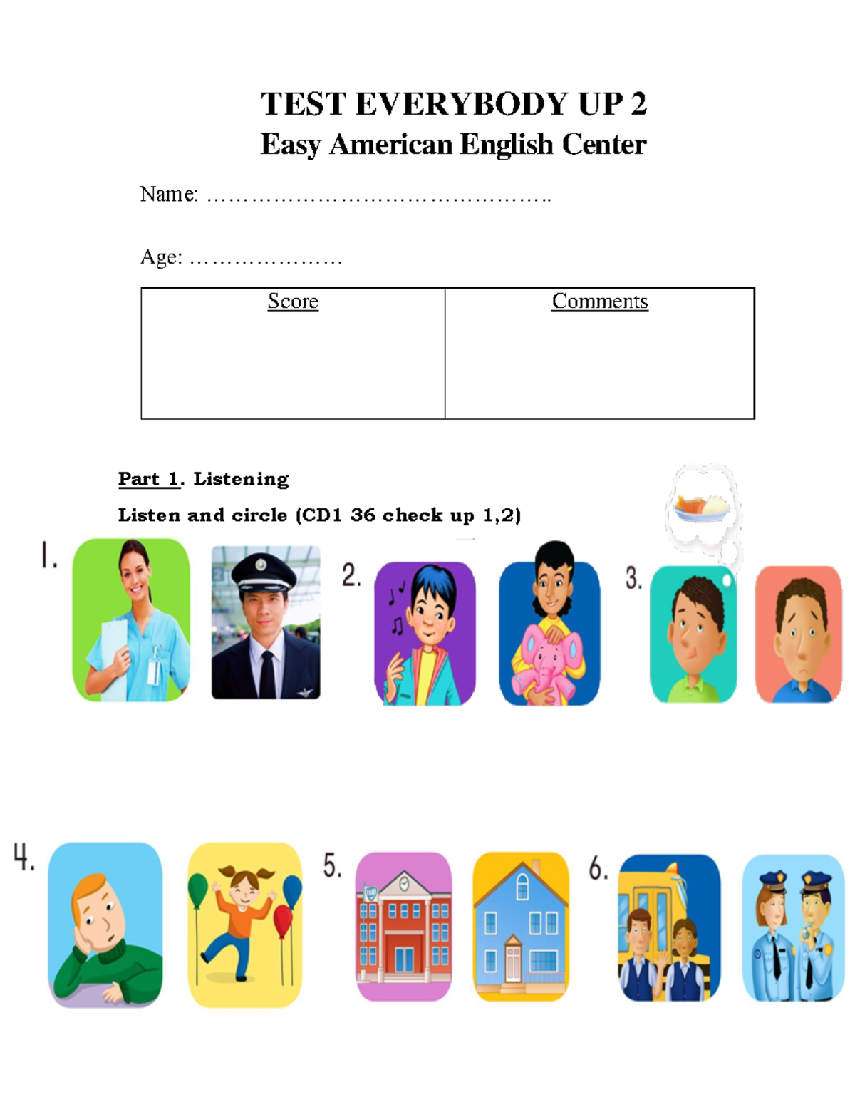TEST Everybody UP 2 - Listening & Reading Exercises - Studocu