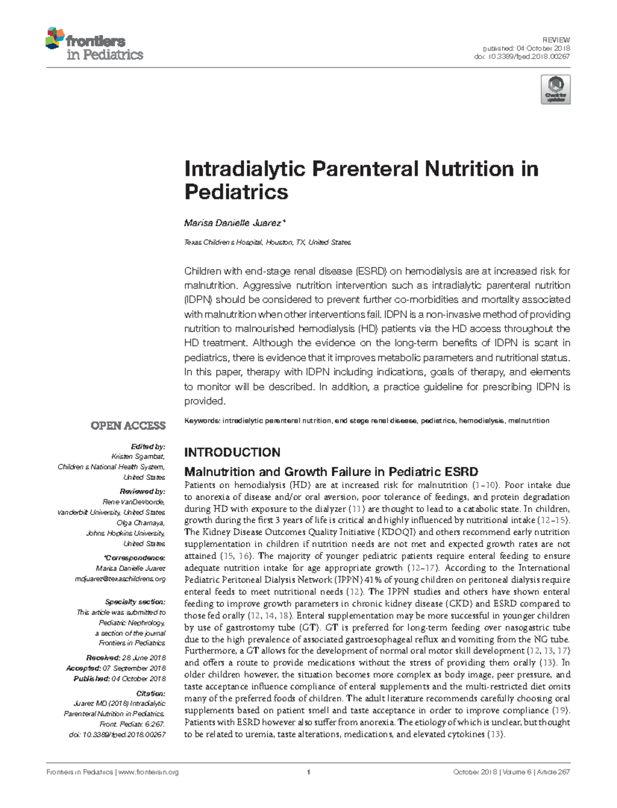 Intradialytic Parenteral Nutrition in Pediatric Hemodialysis: A Review ...