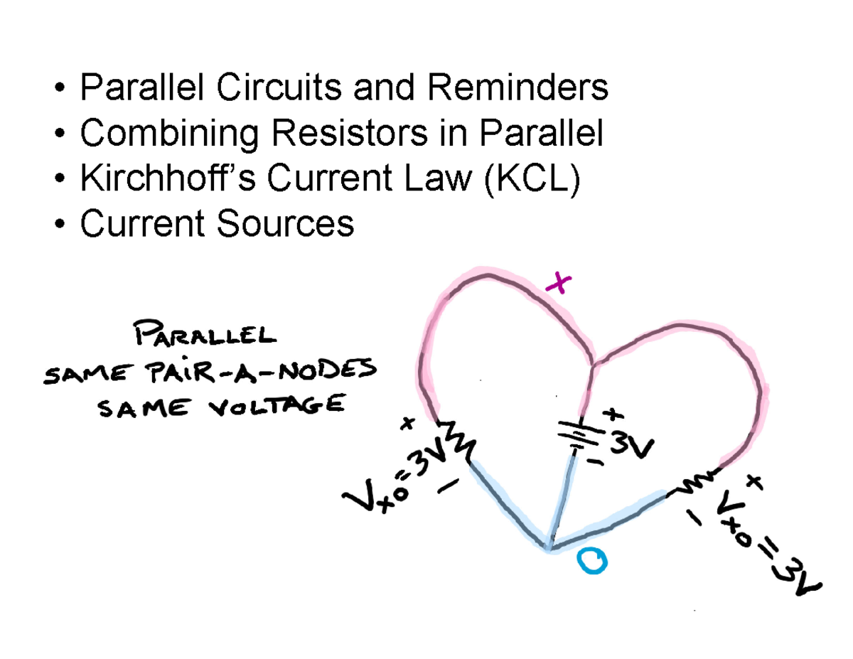 Parallel Circuits and Kirchhoff's Current Law - SP25 Notes - Parallel ...
