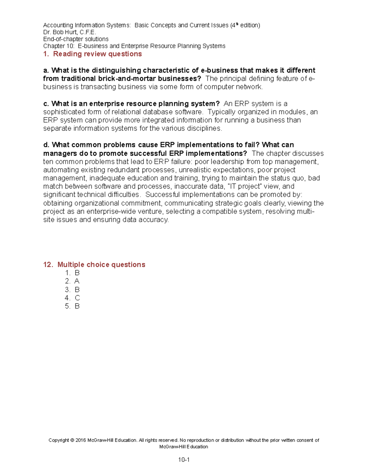 6 E-business and ERP Questions and Answers - Accounting Information ...