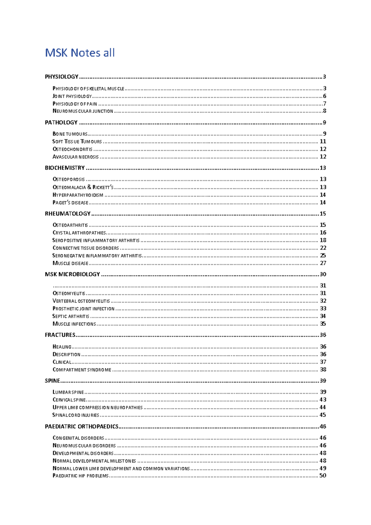 MSK Notes: Comprehensive Overview of Musculoskeletal Physiology and ...