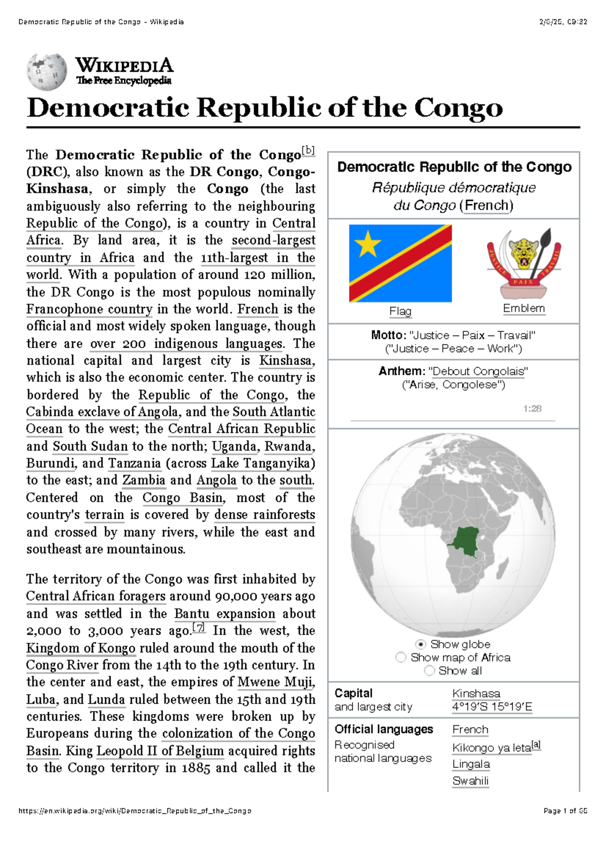 Democratic Republic of the Congo Overview: History, Geography, and ...