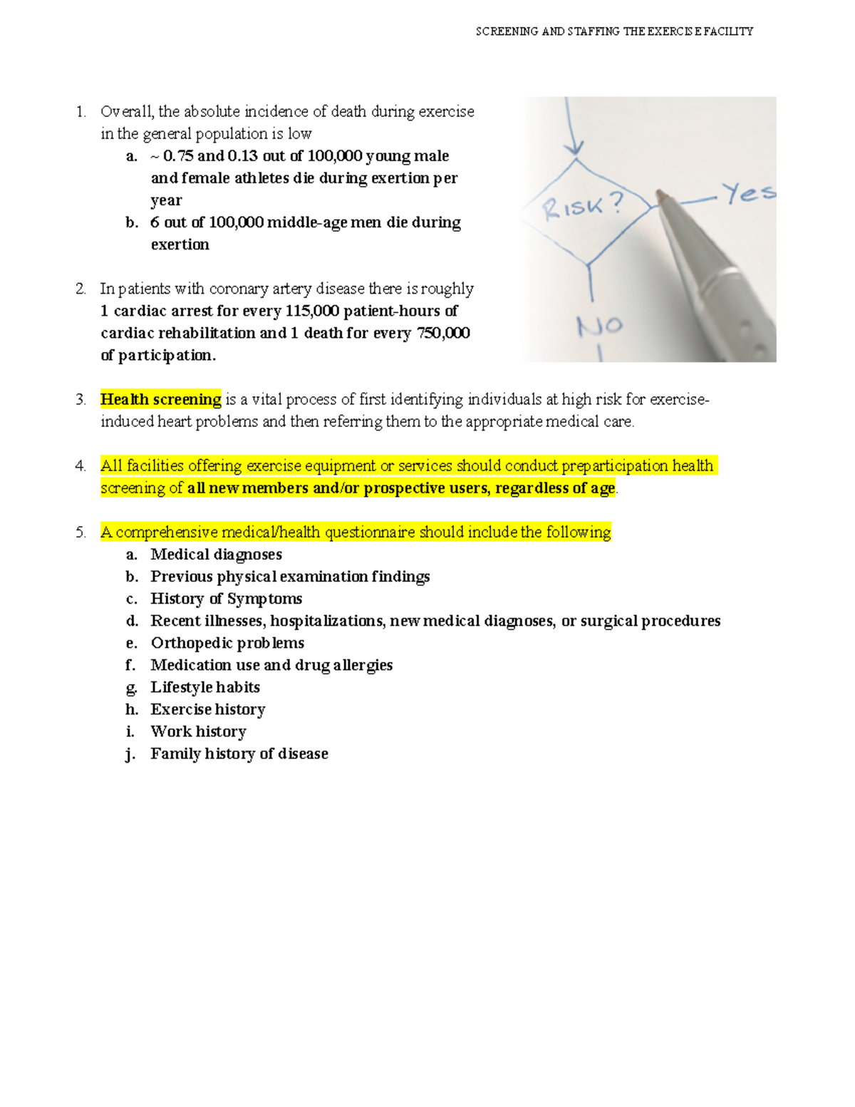 Lecture 2 - RISK Stratification Notes for Cardiac Health Assessment ...