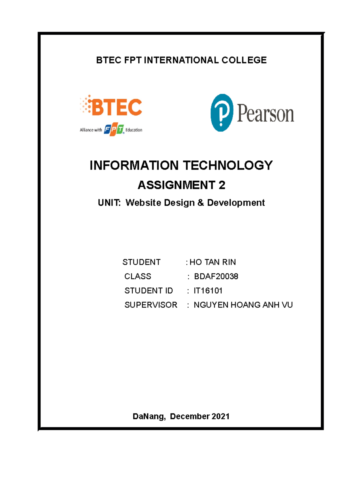BDAF 2021 Assignment 2: Website Design & Development Project - Studocu