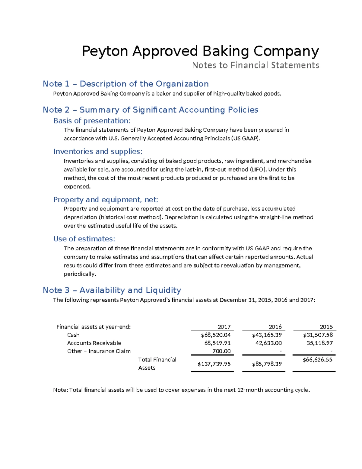 Module 2 Assignment: Footnotes on Financial Statements (ACC 405 ...