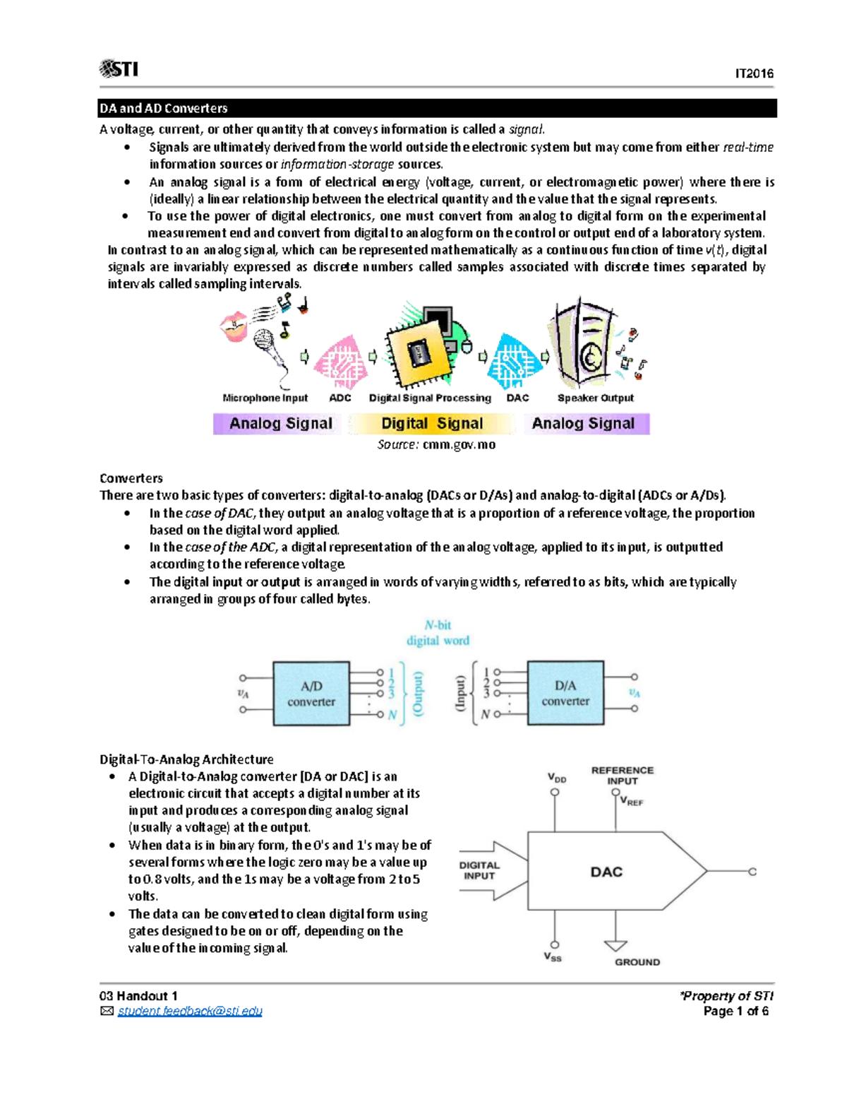IT2016 Lecture Notes on DA and AD Converters - Studocu
