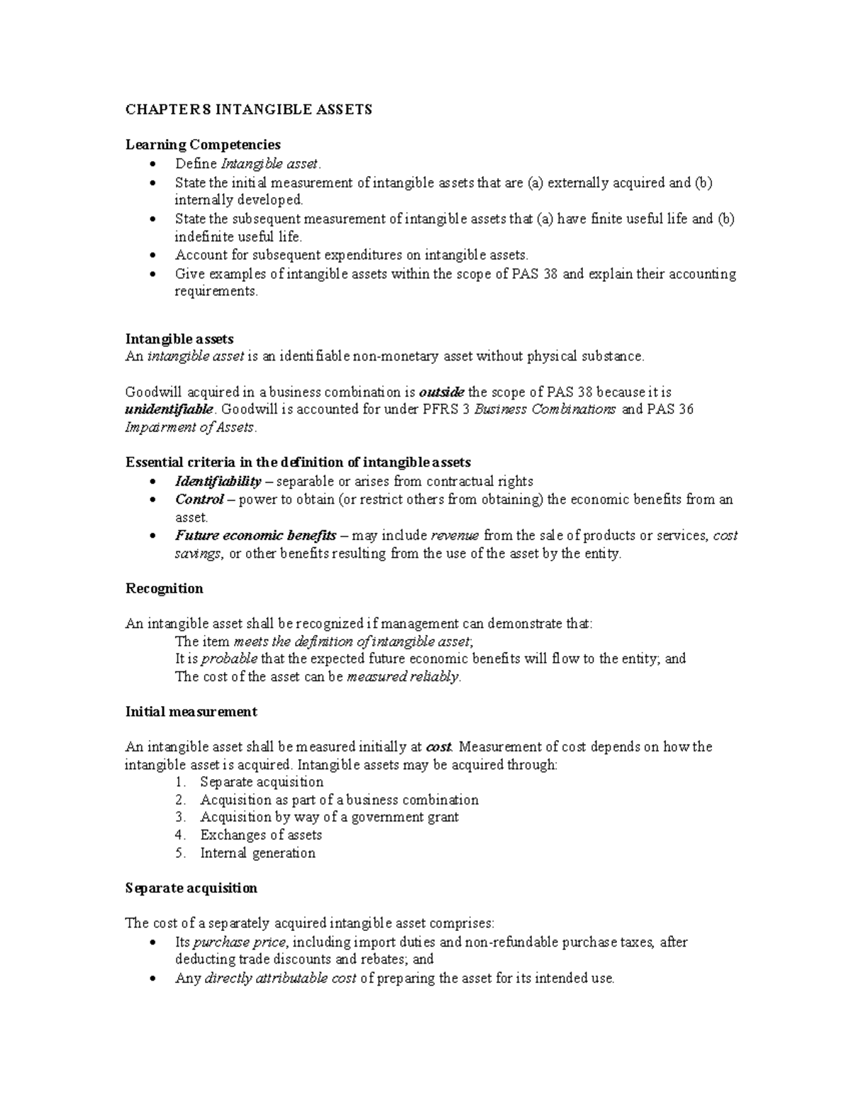 Chapter 8: Understanding Intangible Assets in Accounting - Studocu