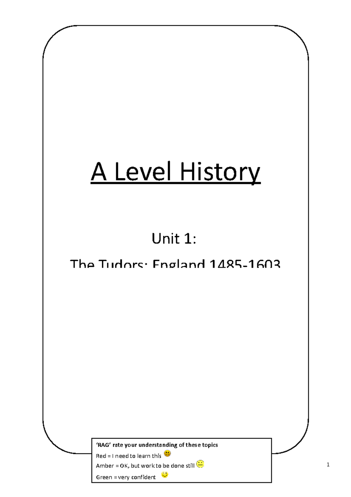 A Level History Revision Guide: The Tudors (1485-1603) - Studocu