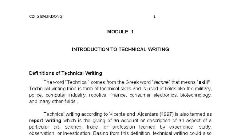 CDI 5: Module 1 - Introduction to Technical Writing in Criminology ...