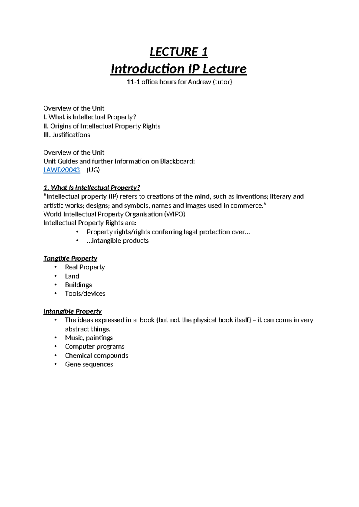 Introduction IP Lecture Notes - LECTURE 1 Introduction IP Lecture 11-1 ...