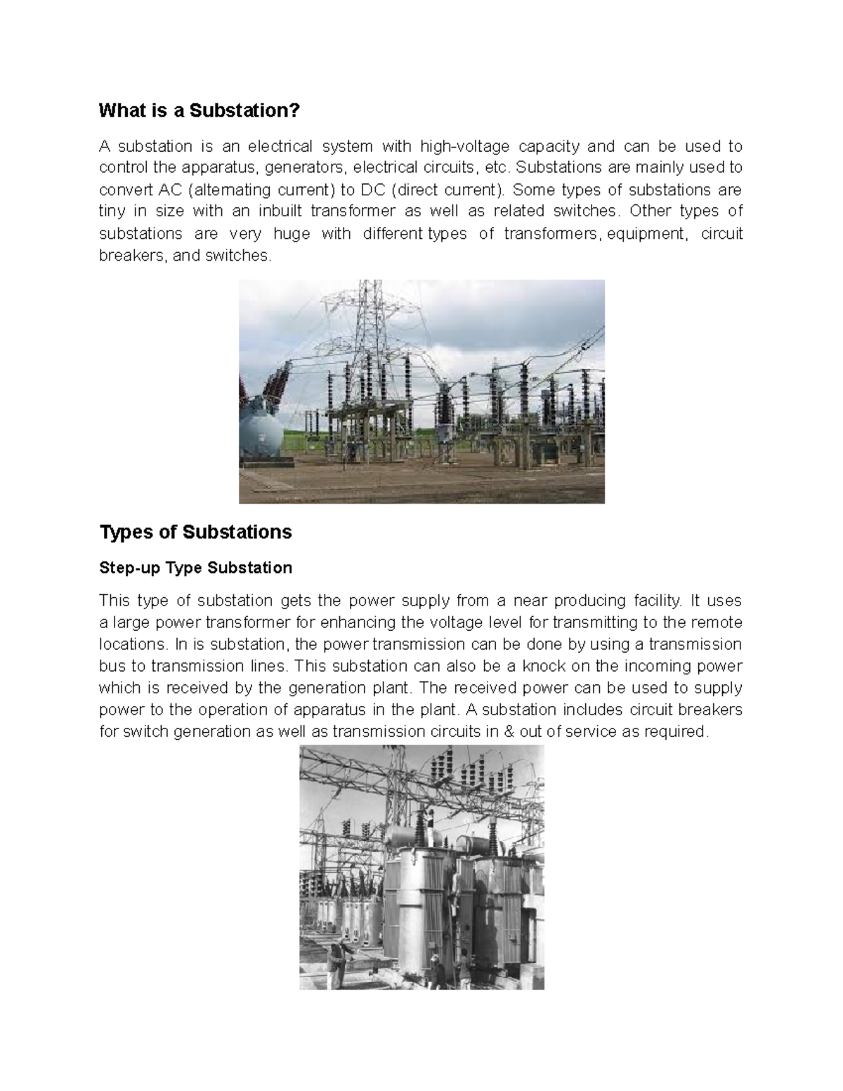 Types and Components of Substations: An Overview - Studocu