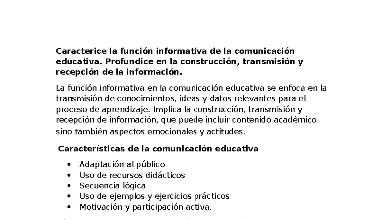 Función Informativa en la Comunicación Educativa: Análisis y Reflexión ...