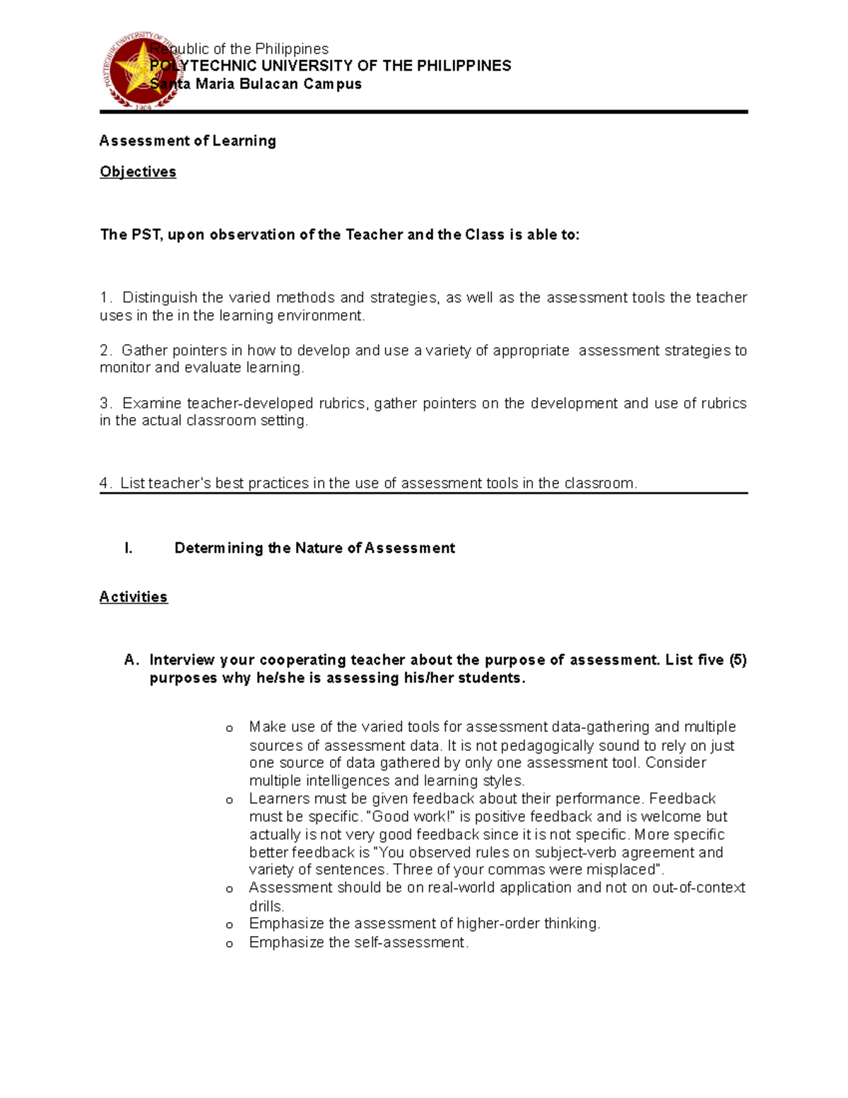 FS Portfolio Development Template and Assessment Guide - Studocu