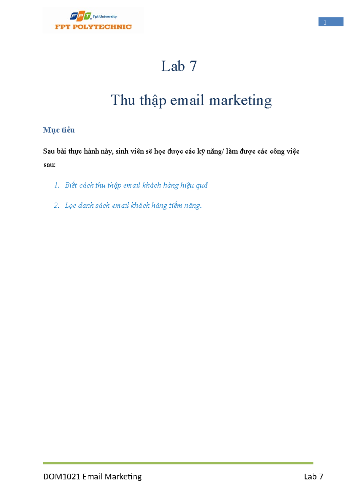 DOM1021 - Email Marketing - Lab 07: Techniques for Effective Email ...