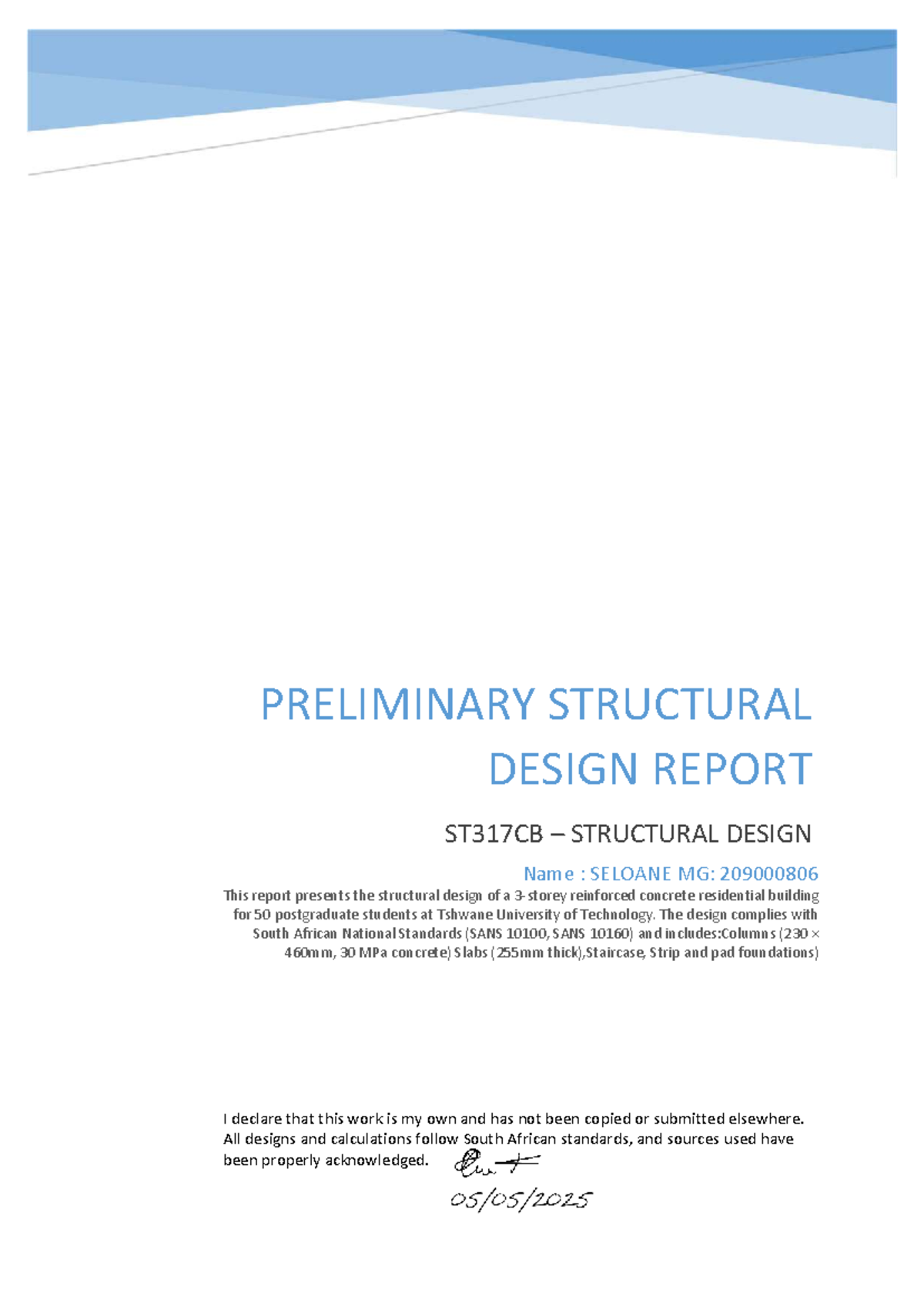Preliminary Structural Design Report ST317CB for Multi-Storey Building ...