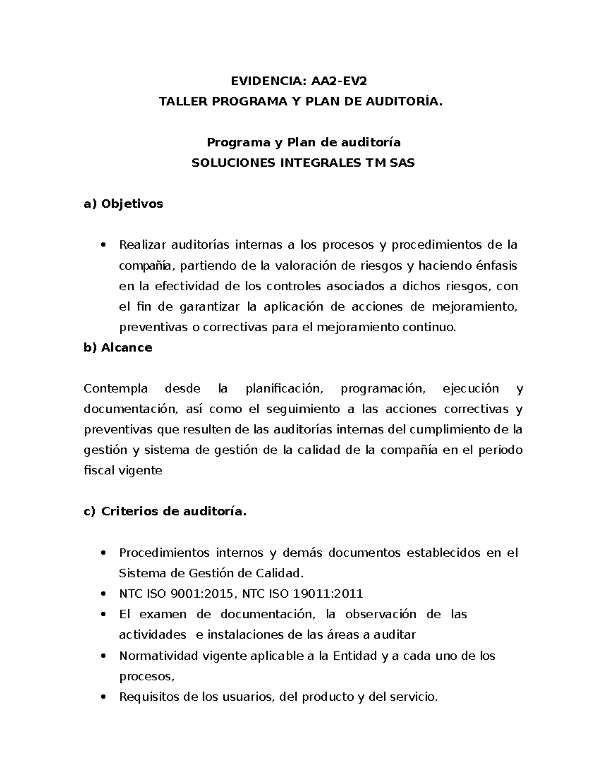 2 Formato Evidencia AA2 Ev2 Taller Programa y Plan de Auditoria ...