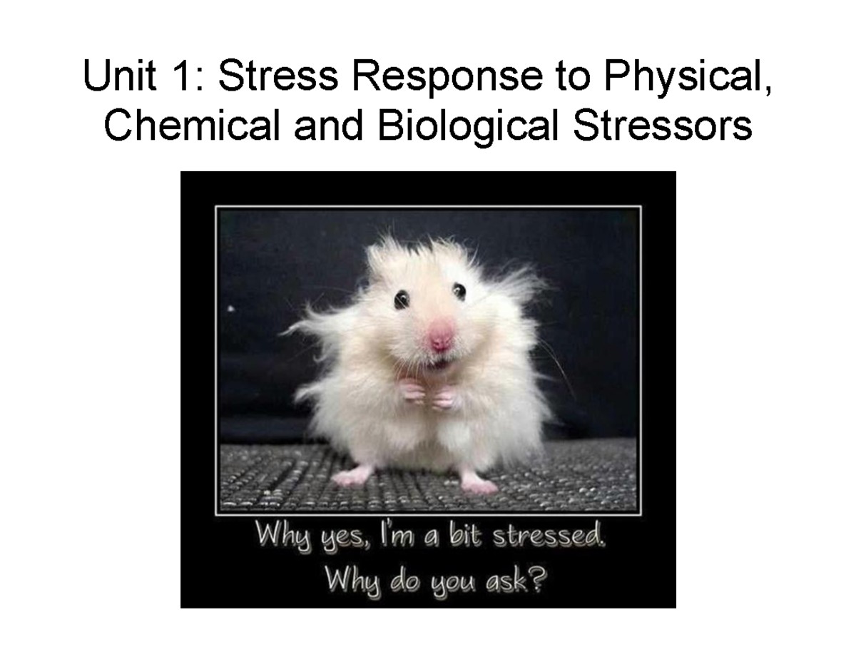 Unit 1: Understanding Stress Responses in Animal Health - Studocu