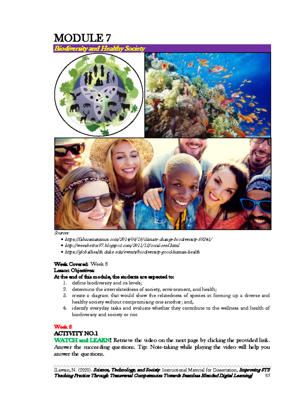 Biodiversity and Healthy Society - Module 7 - Science, Technology, and ...