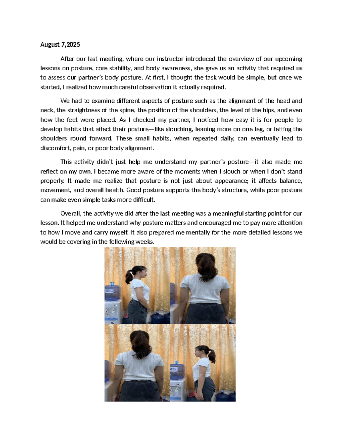 Pathfit Journal: Core Stability & Locomotor Movements - CMS - Studocu
