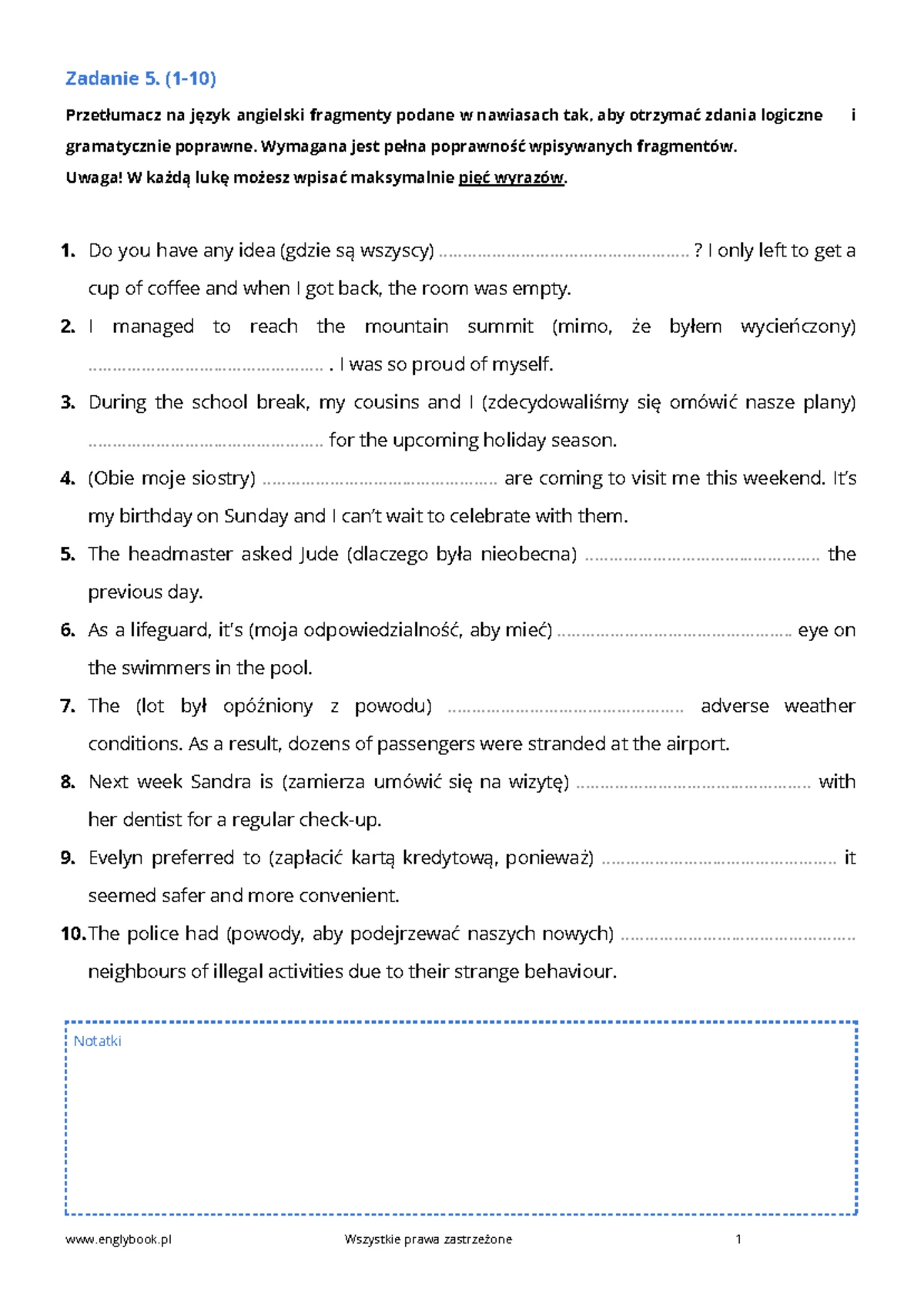 Angielski Sprawdzian Liceum 1 Rozdział 4 Focus www.studocu.com