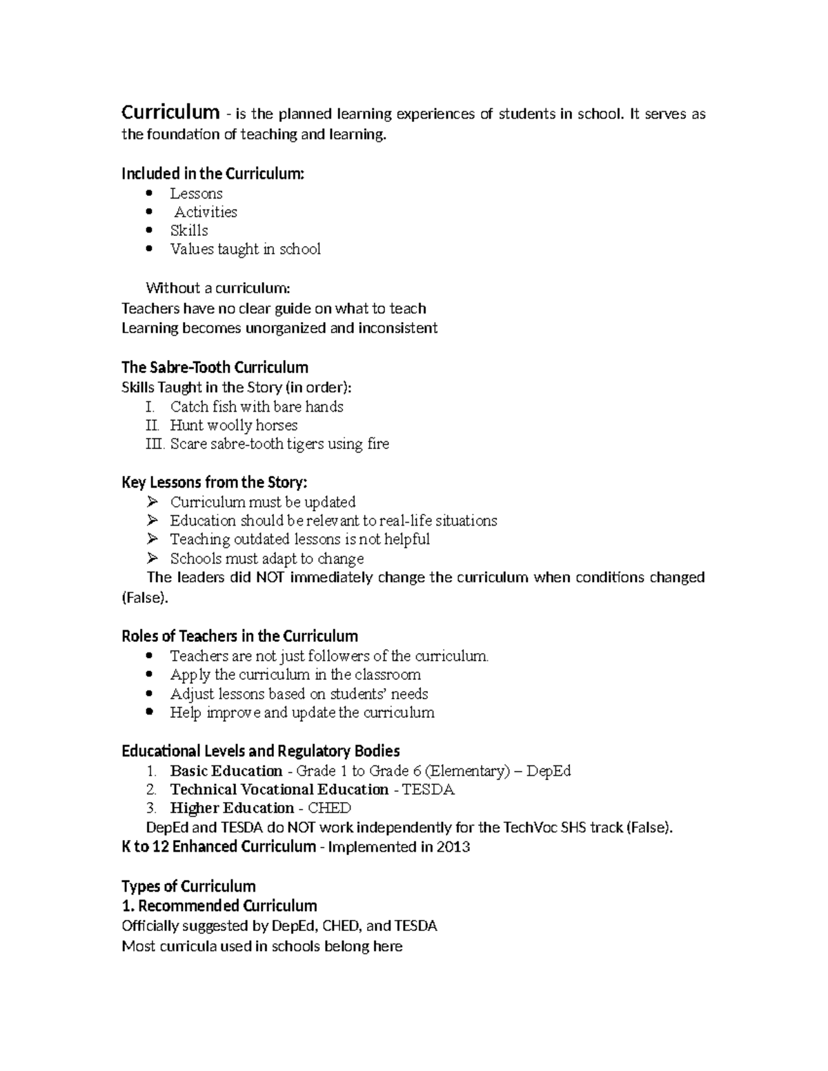 PROF ED 4 Curriculum Design and Implementation Reviewer - Studocu