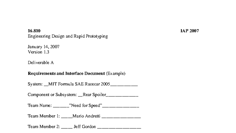 16.810 Engineering Design: MIT Formula SAE Rear Wing Requirements - Studocu