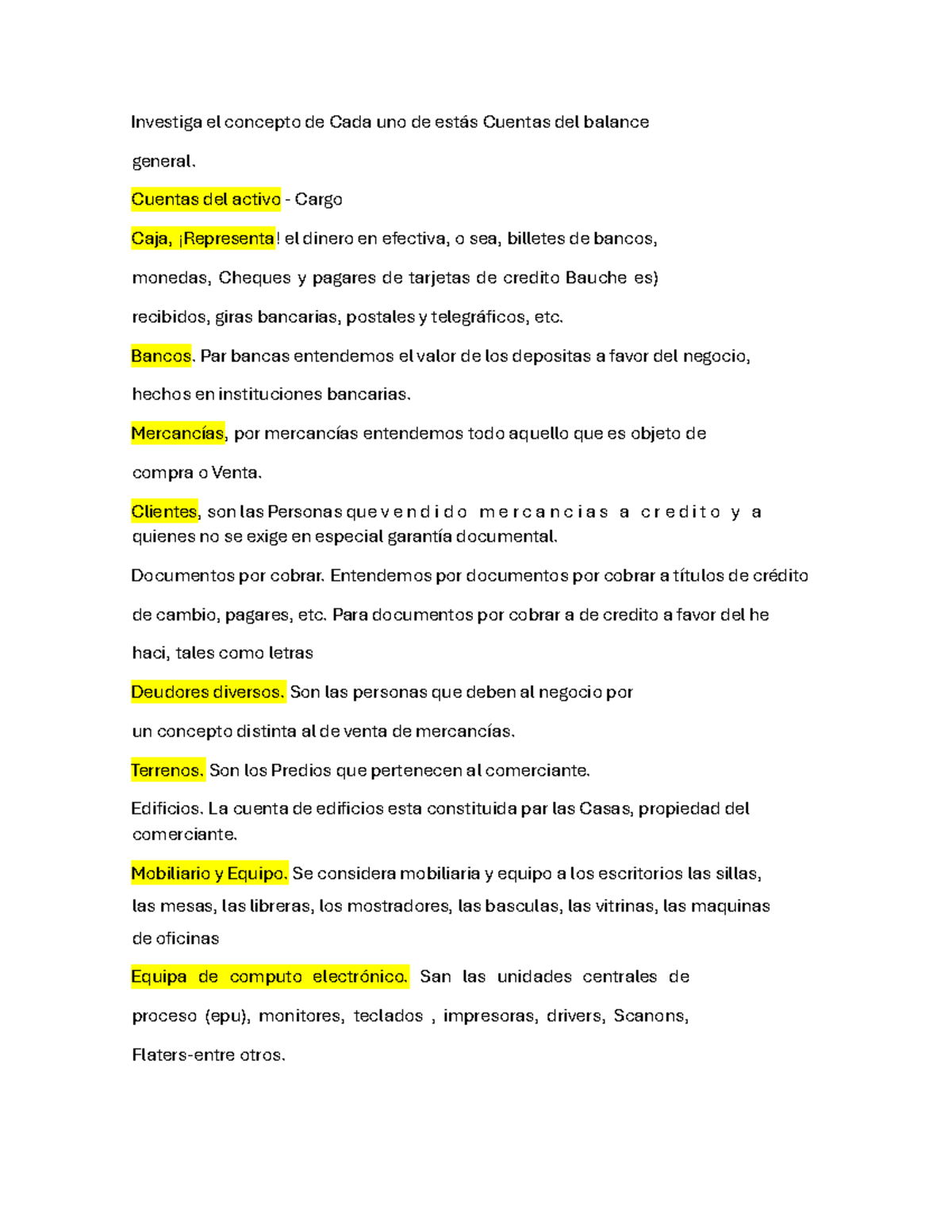 Cuentas del Balance General: Activo y Pasivo en Contabilidad - Studocu