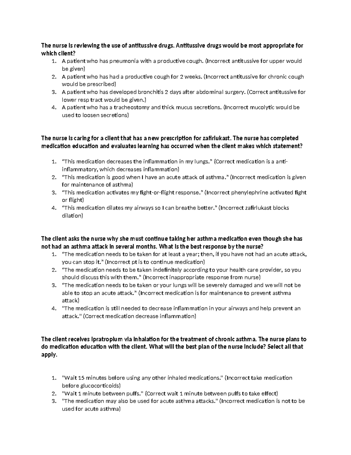 NUR 302 Module 6 Assignment: Antitussive Drugs and Asthma Treatment ...