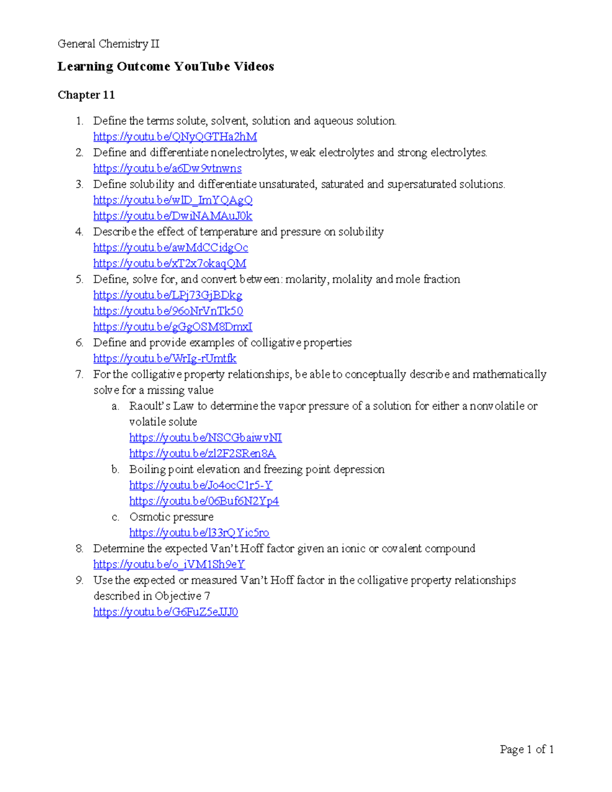 CH 11 General Chemistry II Tutorial Videos on Solutions and Properties ...
