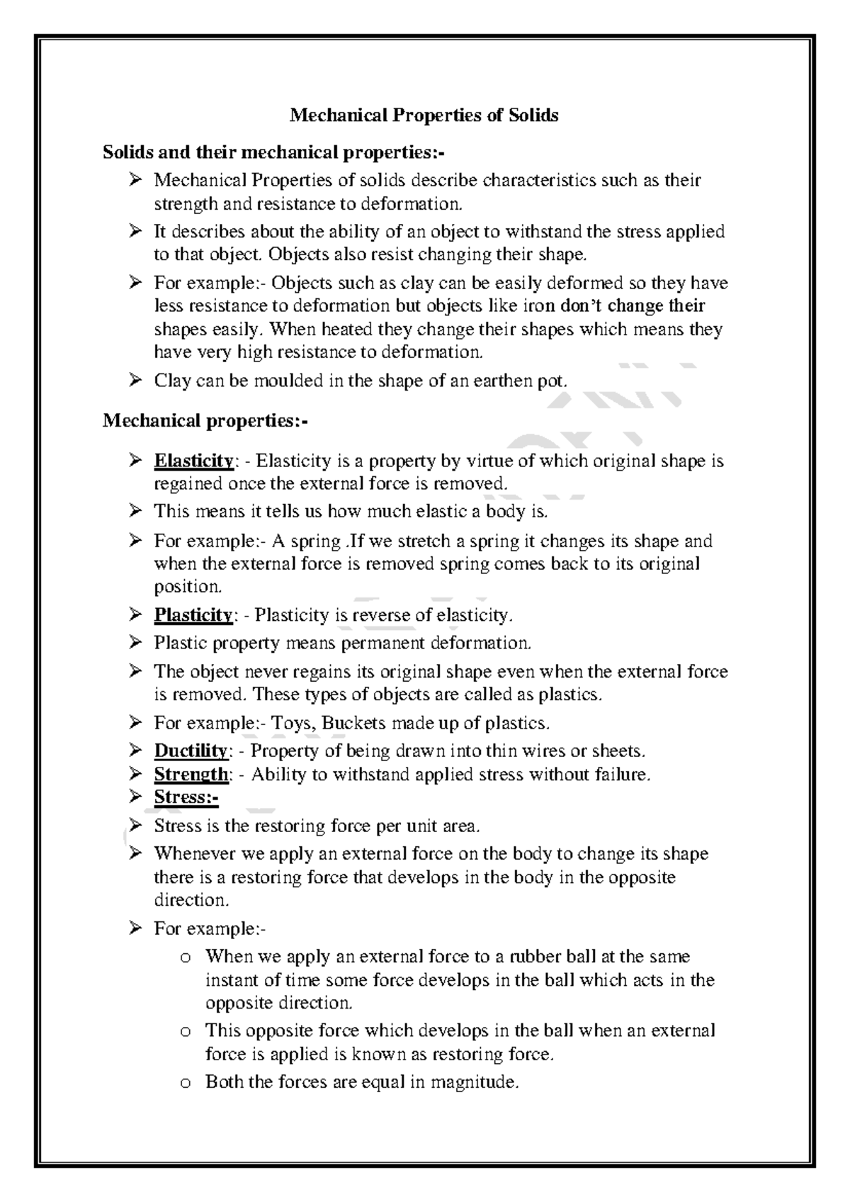 Mechanical Properties of Solids - Lecture Notes (MECH-31) - Studocu