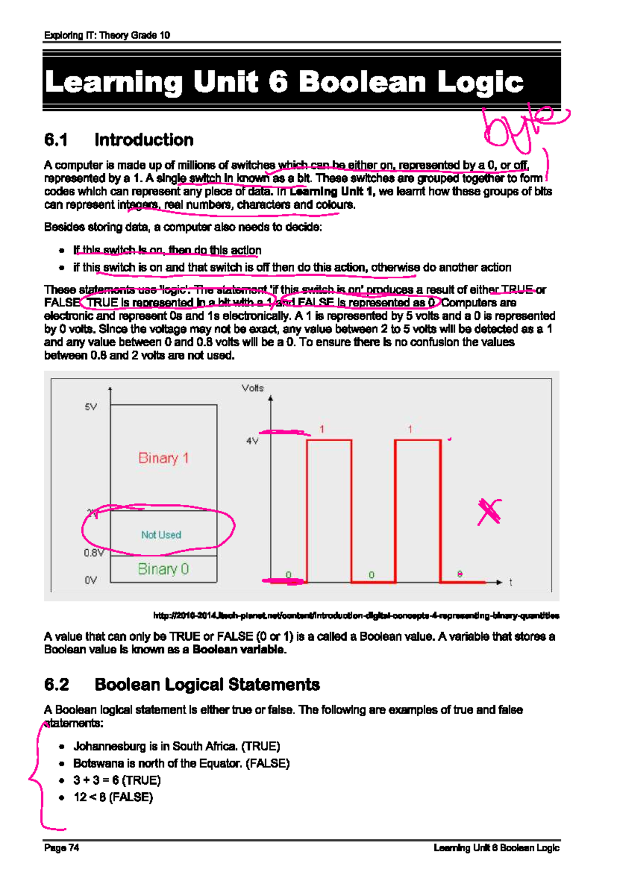 Exploring IT: Theory Grade 10 - Learning Unit 6 on Boolean Logic - Studocu