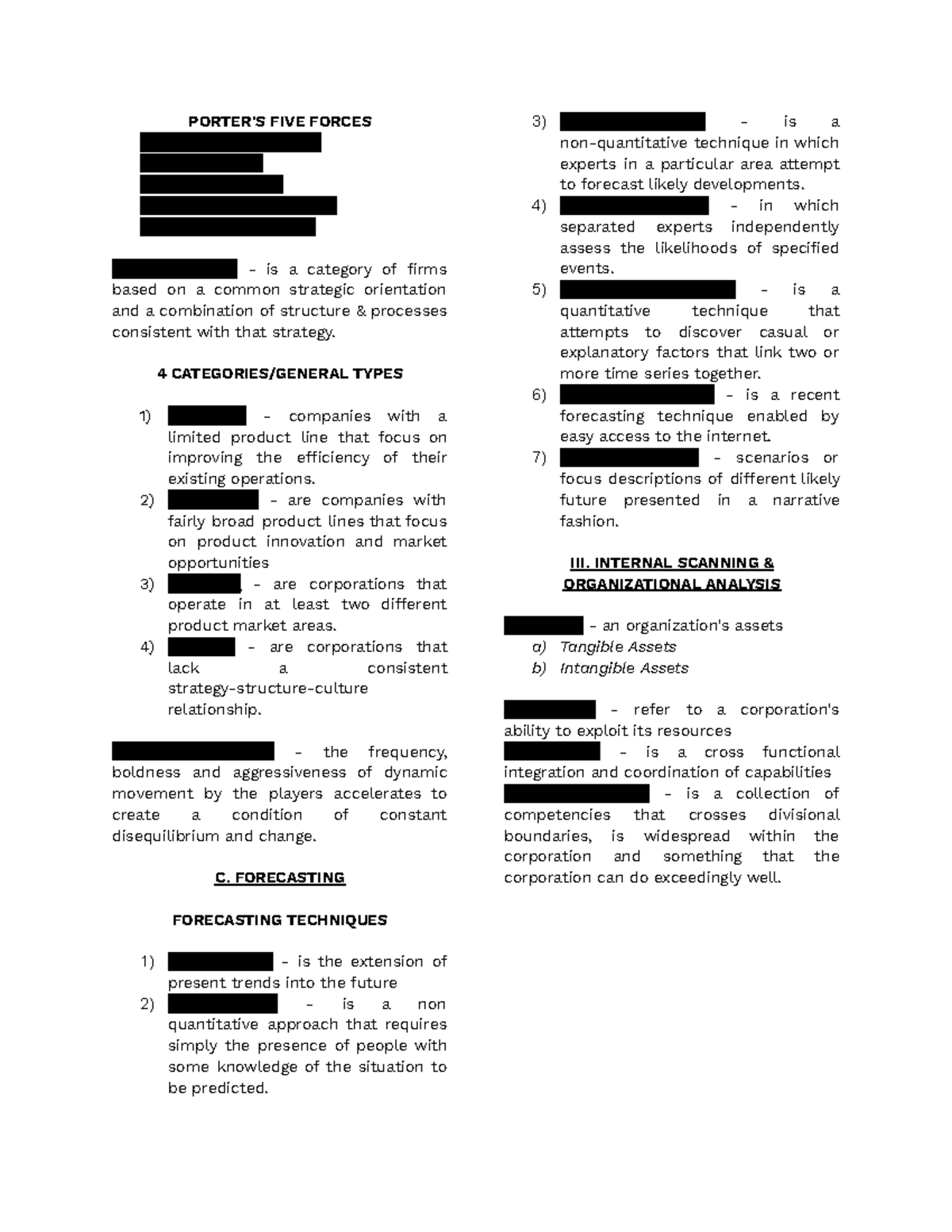 CBAC102 - Midterm Reviewer: Five Forces & Strategic Types Analysis ...