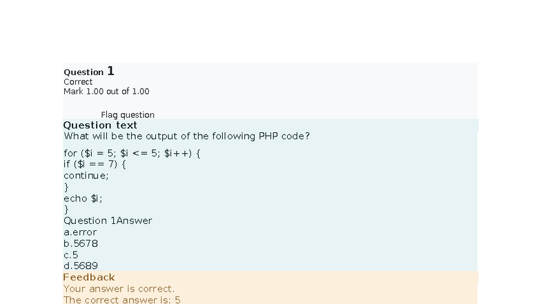 Self-Quiz Unit 2: PHP Basics and Looping Concepts - Studocu