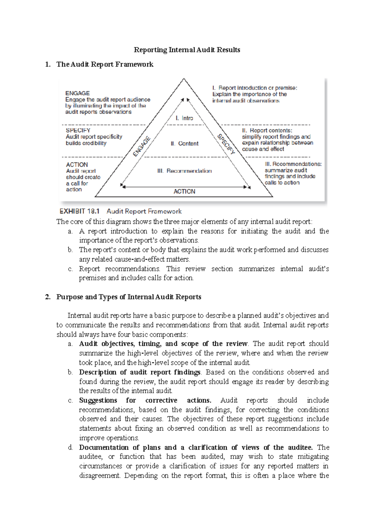 Chapter 18: Internal Audit Reporting and Best Practices in Evaluation ...