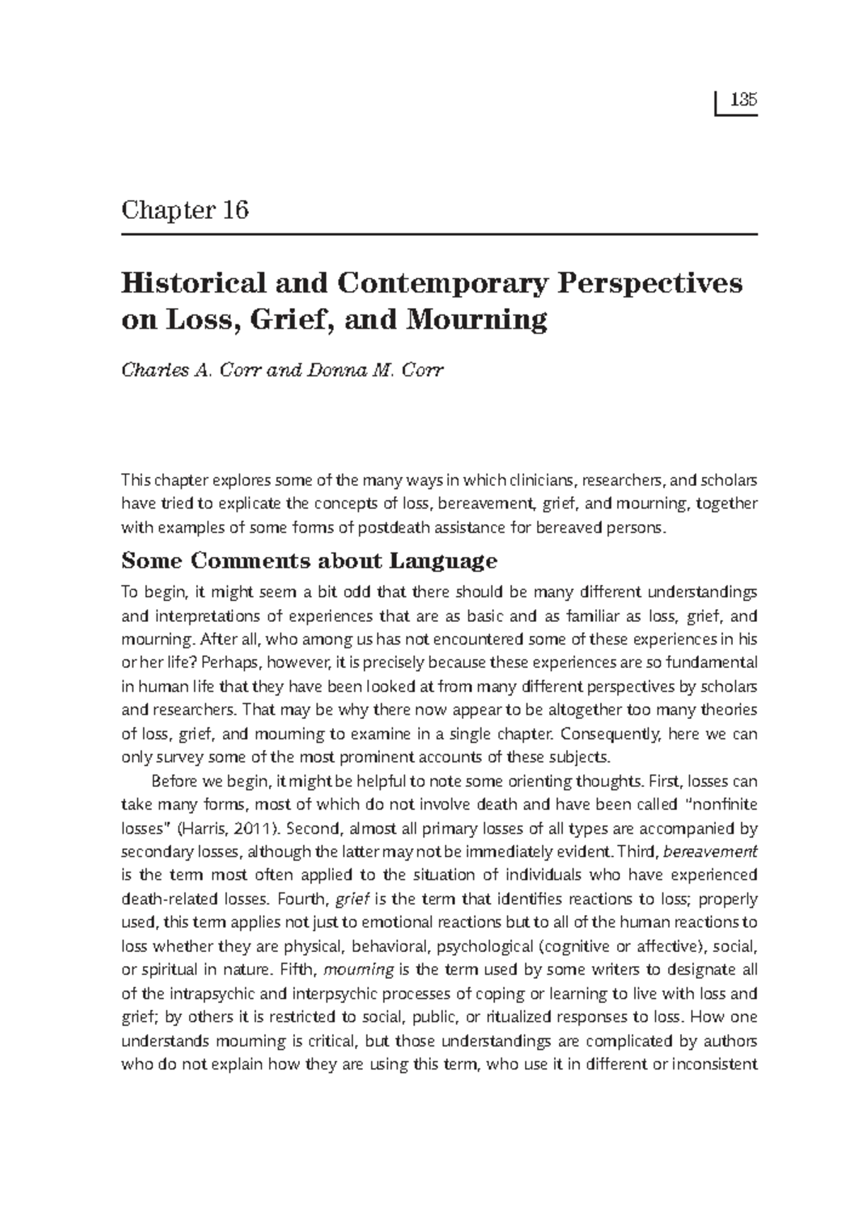 135 Chapter 16 Perspectives on Loss, Grief, and Mourning - Studocu
