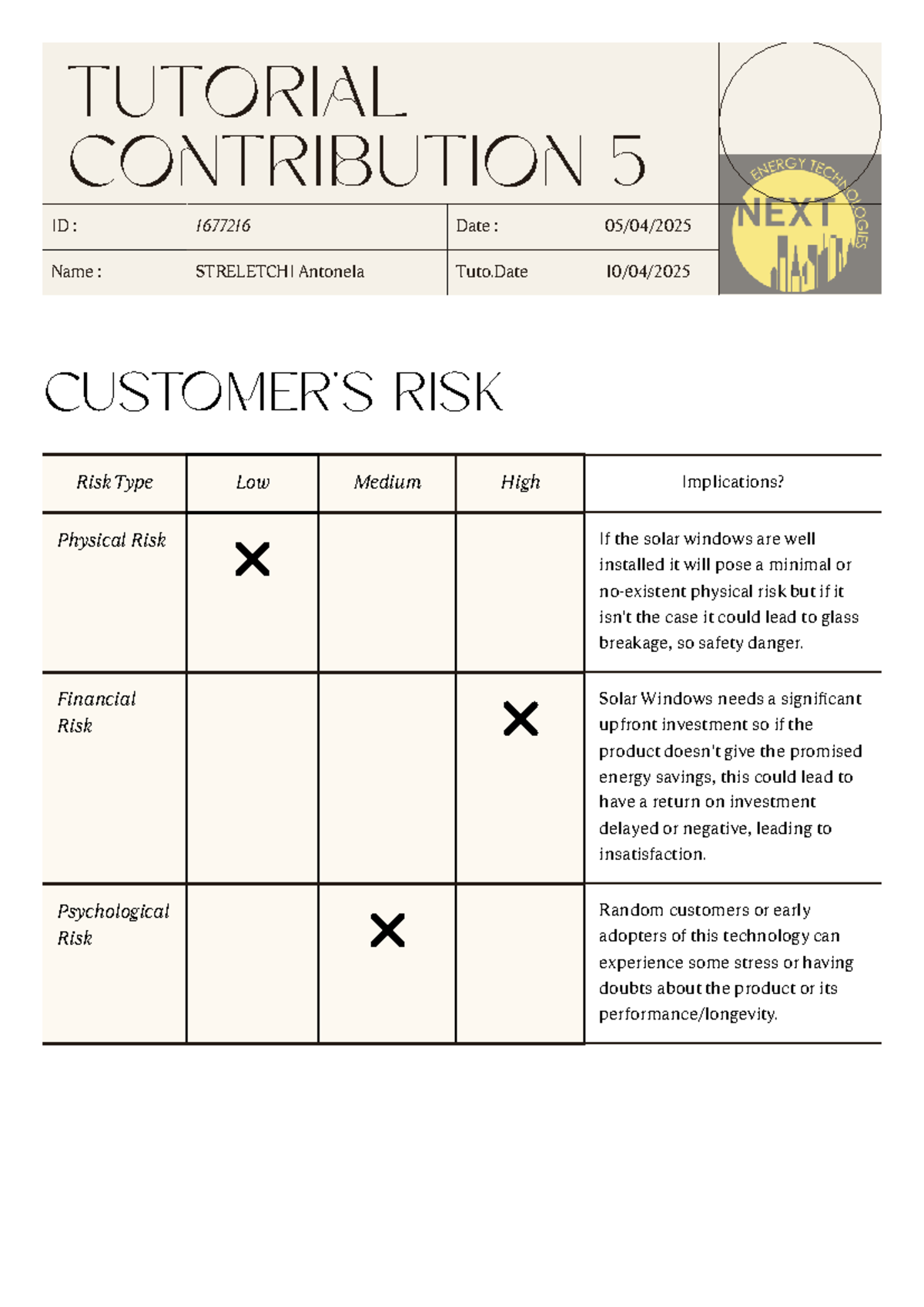 Tutorial Contribution 5: Risk Assessment of Solar Windows - Studocu
