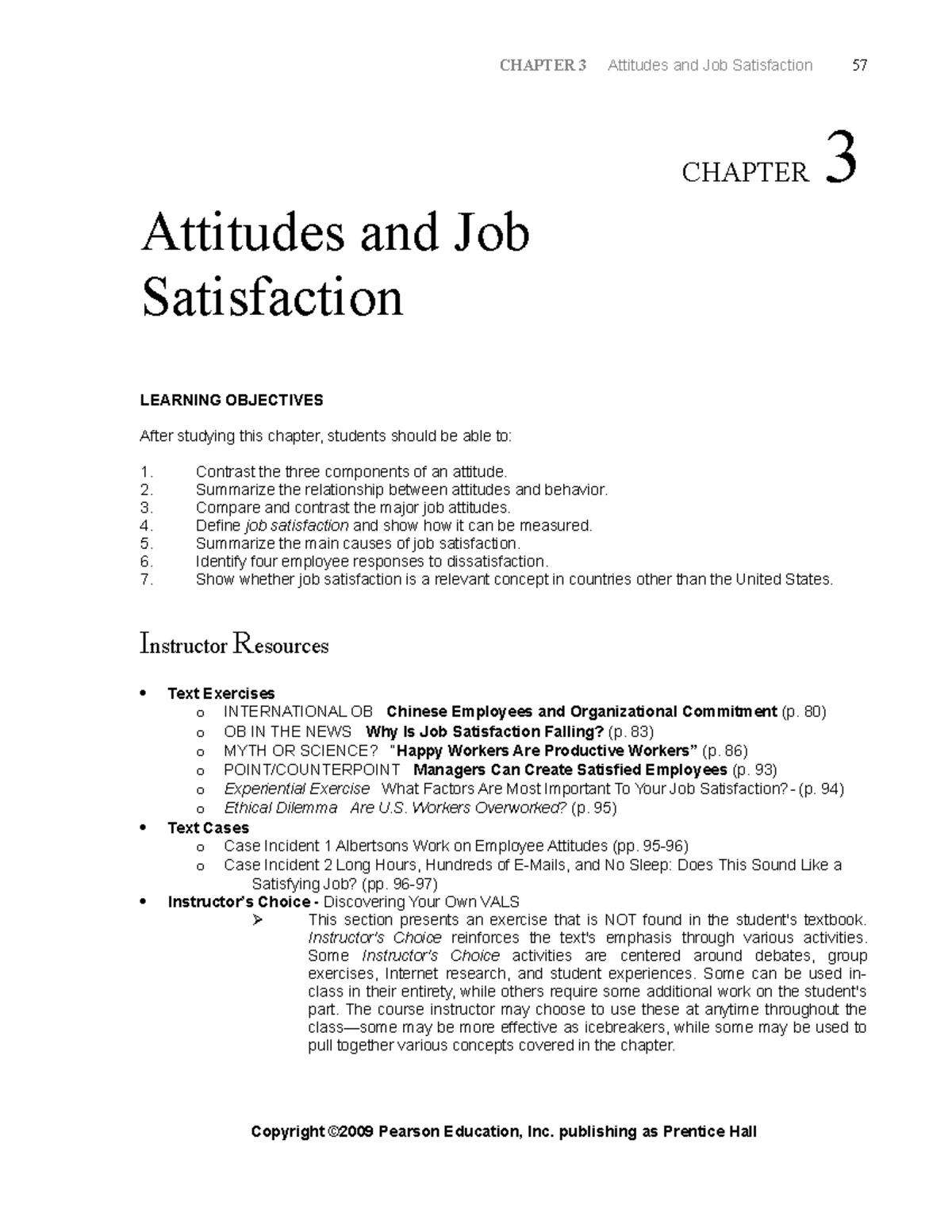 Ch 3 Notes: Attitudes and Job Satisfaction in Organizational Behavior ...