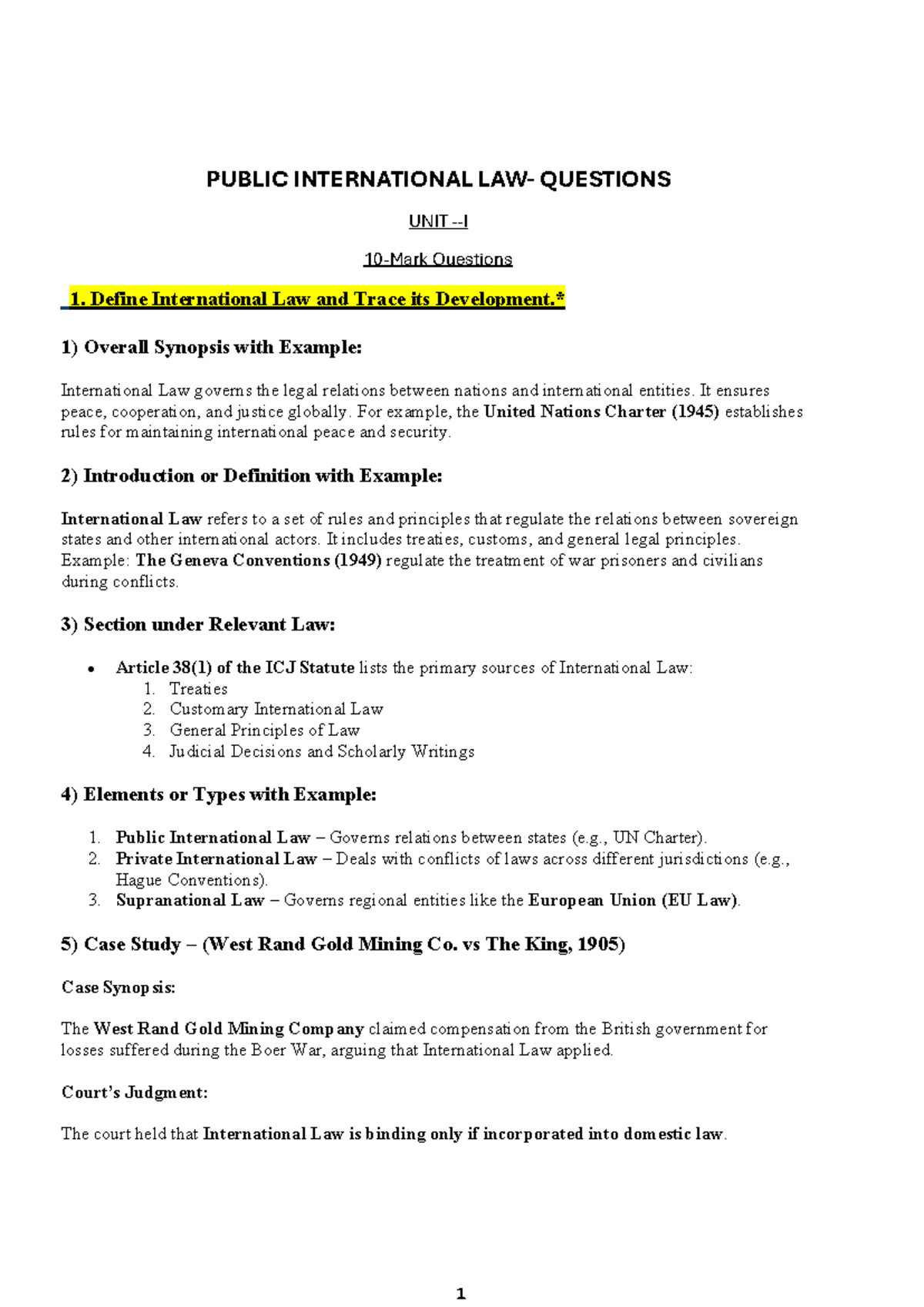 Public International Law: Comprehensive Overview and Key Case Studies ...