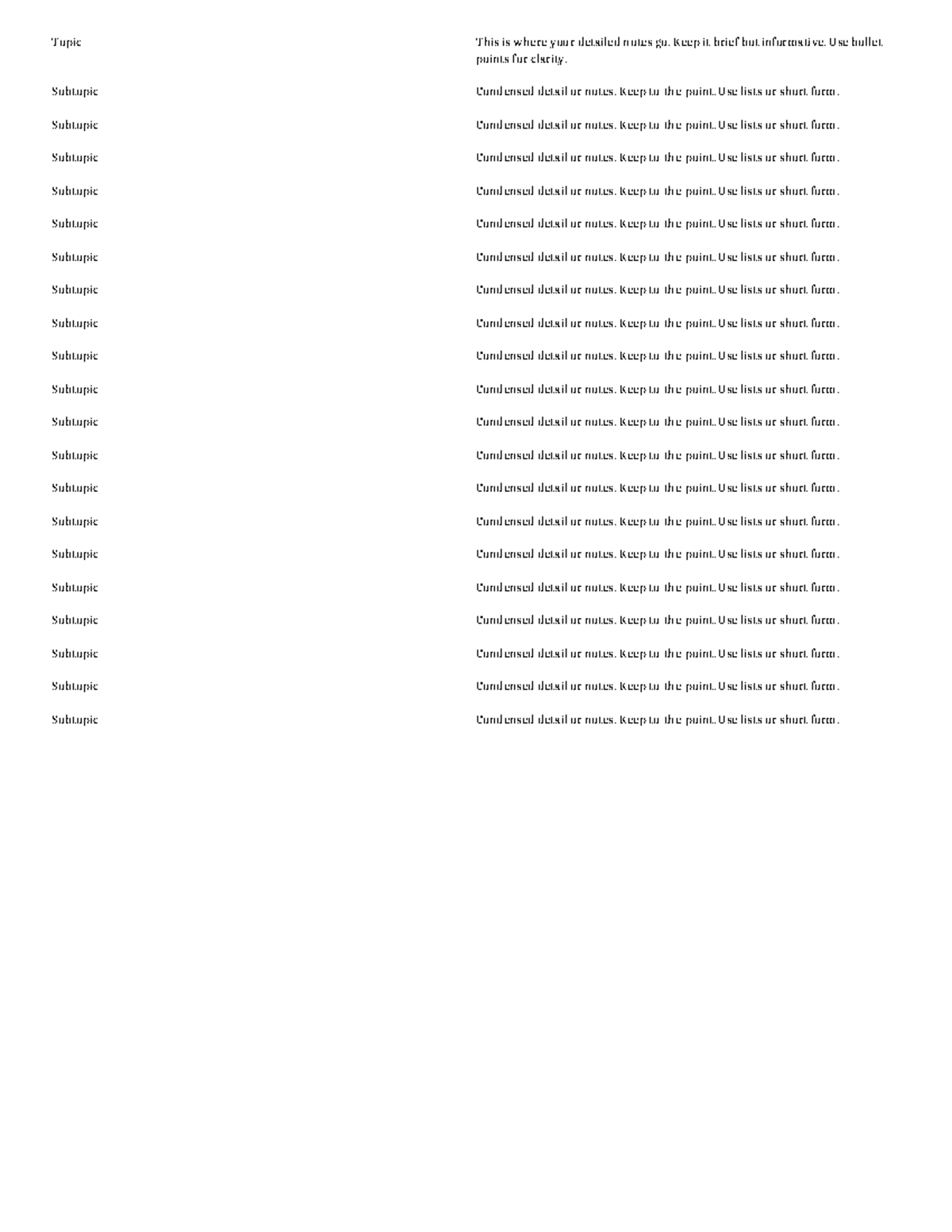 20 Page Notes Template: Brief & Informative Bullet Points - Studocu