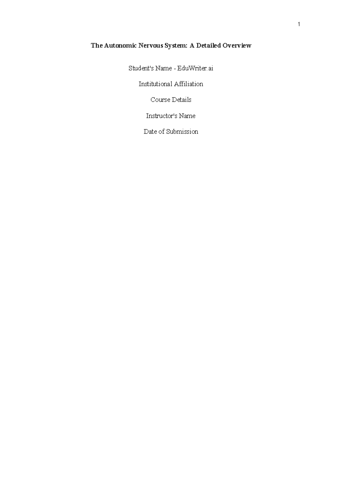 PSY 101: The Autonomic Nervous System - Detailed Overview - Studocu
